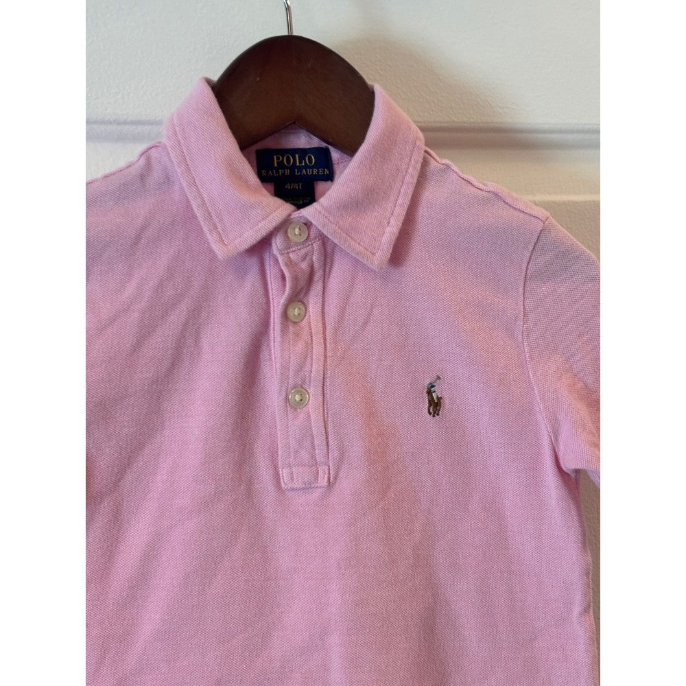 Polo Ralph Lauren Kids Pink Short Sleeve Pique Polo Shirt Size 4/4T Pony Logo - Picture 4 of 9